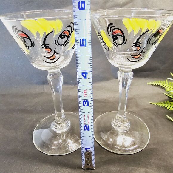 2 Gay Fad Beau Brummel Bar Ware Small Martini Glasses Mid Century 5-1/2" 1950s - Picture 7 of 10